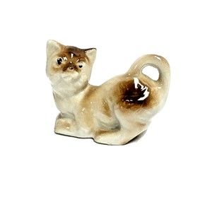Porcelain kitty cat mini trinket figurine decor 3"‎